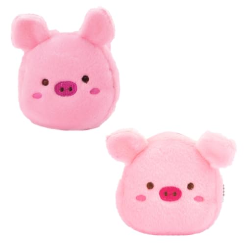 WATIIFUFU Lot de 2 Pochettes à Monnaie en Peluche Rose, Petit Cochon Cartoon, pour Cartes et Cosmétiques, Paquet de Rangement Multiusage pour Voyage et Affaires