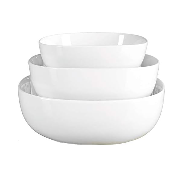 Denmark White Porcelain Chip Resistant Scratch Resistant Commercial Grade Serveware, 3 Piece Serving Bowl Set Denmark White Porcelain Chip Resistant Scratch Resistant Commercial Grade Serveware, 3 Piece Serving Bowl Set