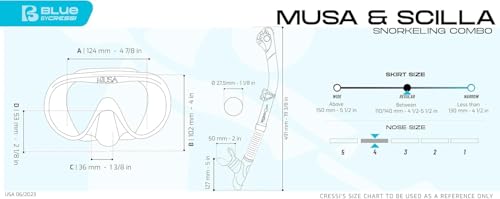 Máscara de snorkel cómoda para adultos Cressi con lente único de vista amplia y snorkel seco - Modelo Musa & Scilla, diseñada en Italia miniatura 5
