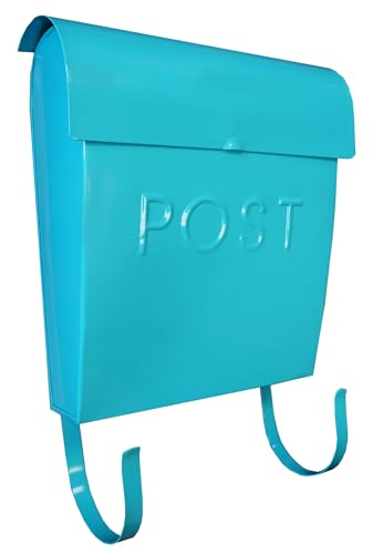 Image of NACH Mailboxes for Outside Wall Mount, 12 x 11.2 x 4.5 inch, Light Turquoise Wall Mounted Mailbox, Waterproof Mailbox with Outdoor Newspaper Holder - The Euro Mailbox