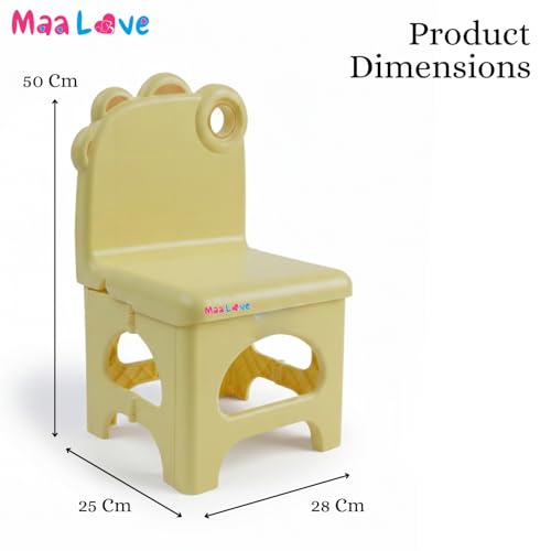 Image of Plastic Foldable Chair for Kids | School Study Chair for Indoor or Outdoor Use for Toddler Kids | Strong & Stable, Safe Rounded Edges | Capacity Up to 40 Kg (Yellow)