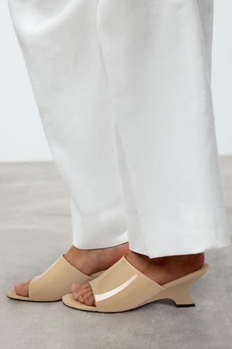 DOEYG Peep Toe Wedges Sandals for Women Kitten Heel Mule Sandals Comfortable Dressy Slip on Summer Slide Sandal2