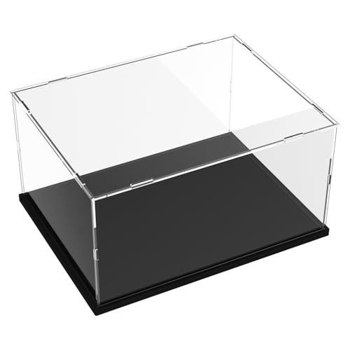 Image of Choowin Acrylic Display Case for Lego Typewriter 21327, Razor Crest 75292, Central Perk 21319, Iron Man 76125 - Thickened Clear Acrylic Display Box for Collectibles - Dustproof, Assemble, Black Base
