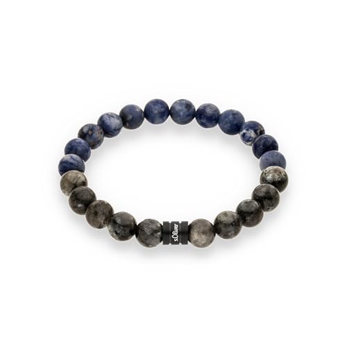 s.Oliver Herren Bracelet - Armband in Beadsoptik - IP Blau - Textilband verstellbar bis 22 cm - wasserfest & hautfreundlich – Ansicht 1
