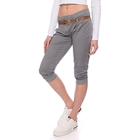 Kendindza 3/4 Trousers Chino Shorts Women's Summer Capri Trousers Women's Summer Stretch Women's Capri Trousers 3/4 Length, gray, L Cover