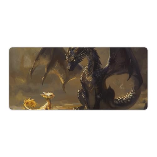 Alfombrilla para mouse grande gaming dragón fantasy 40x90cm miniatura 1