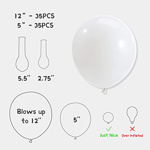 Heaitmay Pastel Balloons 12 Inch 5 Inch 70 Pcs White Balloons, Birthday Balloons Party Balloons Bride Balloons For Baby Shower Wedding Engagement Anniversary Party Decorations #TOP1