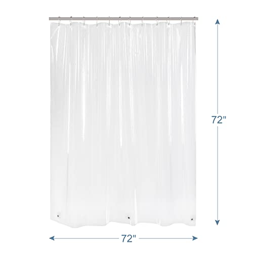 Image of AmazerBath Clear Shower Curtain, 72x72 Plastic Shower Curtain, PEVA Waterproof Shower Curtain, Medium Weight Shower Curtains for Bathroom with 3 Weighted Magnets and 12 Rustproof Grommet Holes
