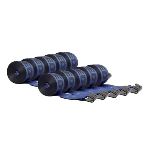 Mytee Products Kinedyne Winch Straps 4" x 30" Blue Heavy Duty Tie Down w/Flat Hooks WLL# 5400 lbs | 4 Inch Cargo Control for Flatbed Truck Utility Trailer (10 Pack)