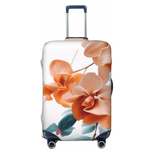 Teal And Orange Flower Print Luggage Suitcase Covers Elastic Washable Luggage Protector Luggage Covers For Suitcase