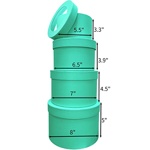 Aberido Round Gift Boxes With Lids For Presents Set Of 4 Green Gift Box With Window Exquisite Flower Boxes For Arrangements Wedding Birthday Diy #TOP6