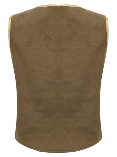 Halloween Boys Pirate Vest Kids Golden Lace Waistcoat Vest Renaissance Medieval Viking Top4