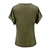 Solid Color V Neck Short Sleeve Elegant T Shirt for Women Woman's Shirts (Army Green, S)