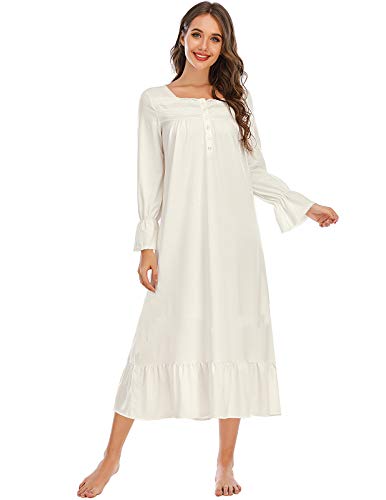 Veseacky Victorian Style Nightgown for Petite Women Halloween Costume Cosplay Long House Dress Medium White Veseacky Victorian Style Nightgown for Petite Women Halloween Costume Cosplay Long House Dress Medium White
