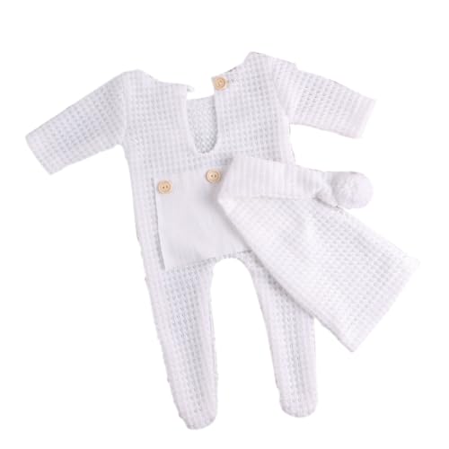 ISAKEN Sombrero de Bebé Recién Nacido Y Envoltura de Ganchillo, Accesorios para Fotos de Recien Nacido, Disfraz Sombrero Envoltura para La Cabeza, para Bebés de 0 a 3 Meses