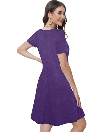 Image of Summer Dresses for Women Casual Tshirt Short Sleeve Floral Sundress Beach Cover Ups with Pockets 2026