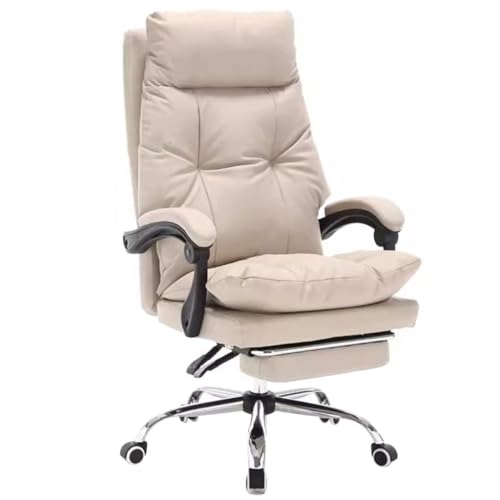 Silla ejecutiva ergonómica cómoda reclinable, silla giratoria de piel de vacuno de alta calidad, silla de gestión duradera, capacidad de carga de 130 kg, diseño elegante para el hogar y la oficina