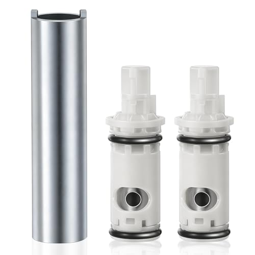 shuielai 1224 1224B Faucet Cartridge Replacement Kit Compatible with Moen 1224/1224B/14272 2 Cartridges + 1 Retainer Removal Tool for Double Handle Tub Shower Valve Repair