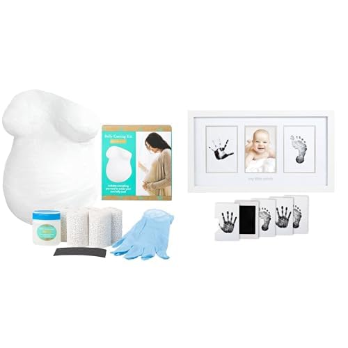 Kate & Milo and Pearhead Pregnancy and Baby Keepsake Bundle - Belly Casting Kit & Baby Hand and Footprint Kit