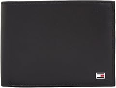 Idea Regalo - Tommy Hilfiger Uomo Portafoglio Eton con Scomparto Monete, Nero (Black), Taglia Unica