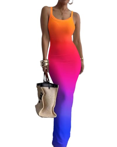 Image of Nimsruc Women Summer Long Dress Casual Slip Sexy Slim Sleeveless Bodycon Maxi Dresses for Women 2024
