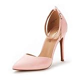 DREAM PAIRS Women's Oppointed-Lacey Pointed Toe Ankle Strap High Heel Stiletto Pumps Wedding Dress Shoes,Size 7.5,Pink,Oppointed_Lacey