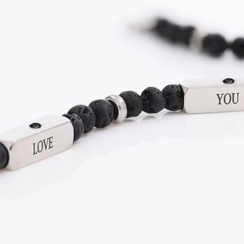 Personalized East Coast Custom Semi-Precious Beaded Bracelet With Lapis/Lava/Tiger Eye Stones for Him, Men - Custom Engraved Gift For Father's Day, Christmas, Birthday - Jewelry With Inscription2