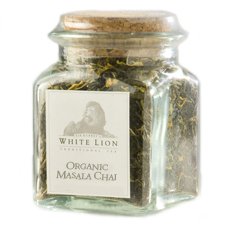 Organic Masala Chai Fine Black Tea, Loose Tea Glass Jar, White Lion Tea