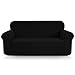 Produktbild TOPOWN Elastischer Sofabezug, Jacquard Couchbezug Sofaüberwurf Schwarz Sofahusse 3 Sitzer (185-235cm)