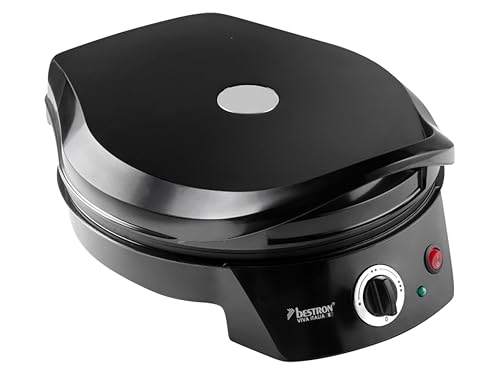 Bestron električna pećnica za pizzu, pekač za pizzu do 230°C, s gornjim/donjim grijanjem, za domaću ili smrznutu pizzu, tarte flambée, quiche ili wrapove do Ø 27 cm, 1800 watta, boja: crna