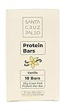 Santa Cruz Paleo Protein Bar – 20g Grass-Fed Whey & Collagen Protein – Wildflower Honey Sweetened, No Seed Oils, High Protein Snack Bar (Vanilla Flavor, Pack of 10)