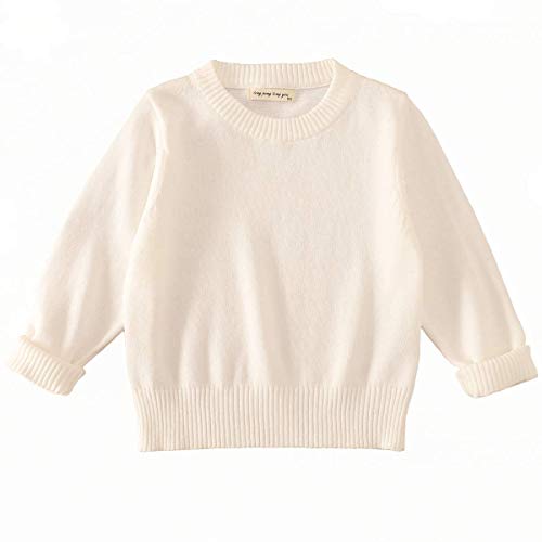 Toddle Baby Girl Clothes Lantern Balloon Sleeve Loose Pullover Sweater Knit Tops Outfits (White-D, 2-3T)
