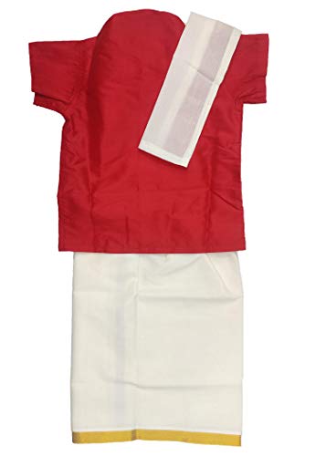 Bhandari Fashion Kanchipuram silk with lining Dhoti And Accessories For Boys Traditional Dress Short Sleeve Shirts