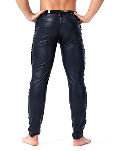 Men`s Gothic Rock Stretchy Faux Leather Skinny Pants Party Trousers Leggings4