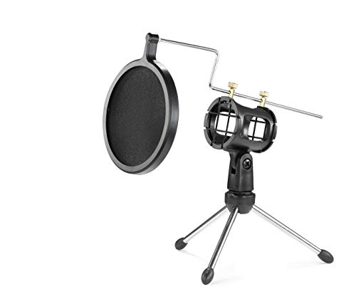 Powerpak F-9 Foldable Desktop Microphone Tripod Stand with Shock Mount Mic Holder (Black) Powerpak F-9 Foldable Desktop Microphone Tripod Stand with Shock Mount Mic Holder (Black)
