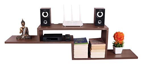 Image of Captiver Engineered Wood Wall Mounted Entertainment Tv Unit 52 Inch (Matte, Walnut)