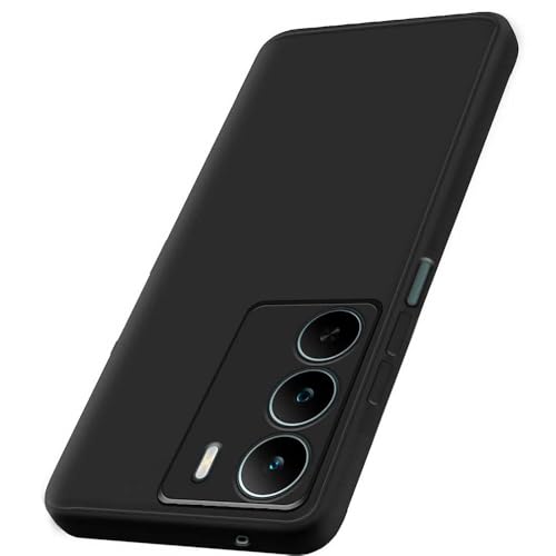 Image of Fashionury Liquid Silicon Back Cover for Realme P3 Lite 5G / Narzo 80 Lite 5G / Realme C73 5G / Realme C75 5G | Camera Protection | Inner Velvet Fabric | Anti-Fingerprint | Ultra Slim Case (Black)