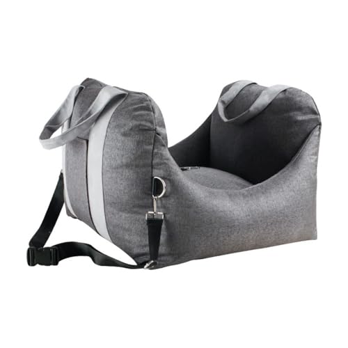 CYWOPVEQペット ドライブシート 助手席用 後部座席用 ペットドライブボックス 大型 中型 小型 猫 犬用 固定式シートベルト 安全旅行 ペットクッション ペットソファ 両用 汚れキズ防止 滑り止め 耐摩耗 車用安全シート (ダークグレー)