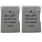 WELLSKY EN-EL14 EN-EL14a 2個 互換バッテリー [ 純正品と同じよう使用可能 純正充電器で充電可能 残量表示可能 ] ニコン