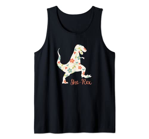 Lindo T-Rex Funny Dinosaur She Rex para niñas y mujeres Camiseta sin Mangas