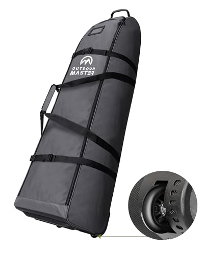 OutdoorMaster Gewatteerde golfreistas met versterkte wielen, 900D Heavy Duty Oxford, grijs