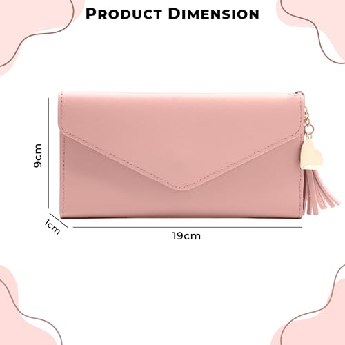 Image of Kraptick Women's Wallet -Stylish and Compact Purse Clutch Wallet for Women, Stylish Card Coin Holder, Debit Card Holder, Money Organizer and Travel Wallet with 13 Slots (Pink)