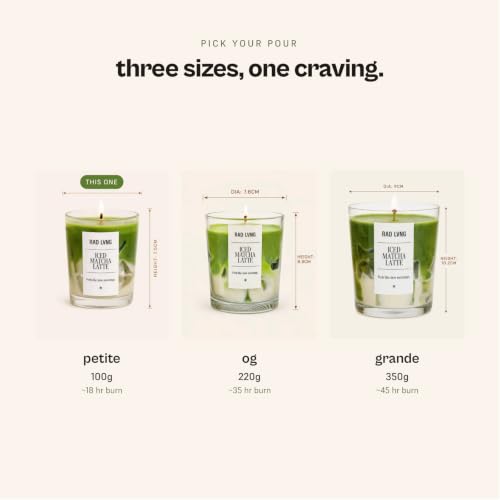 Image of RAD LVNG Iced Matcha Latte OG | 220g Soy Wax Scented Candle | 35hr+ Burn | Gel Wax Cubes | Cork Lid | Hand-Poured | Matcha, Vanilla, Gourmand | Gifting & Home Decor