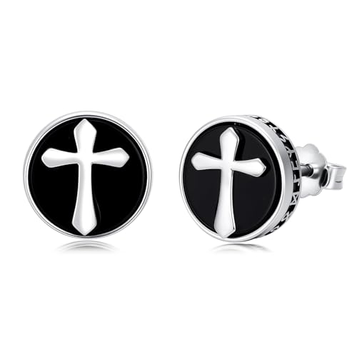 Boucles d'oreilles viking argent 925 onyx noir le cadeau idéal mixte