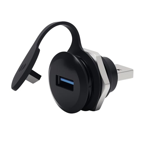 QINJOOELC USB3.0 Threaded Fixing Adapter USB 3.0 Male to Female Waterproof Round Converter for Data Transfer & Charging