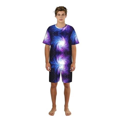 Pyjama homme elegant imprime Galaxy ensemble vetement de nuit confortable salon