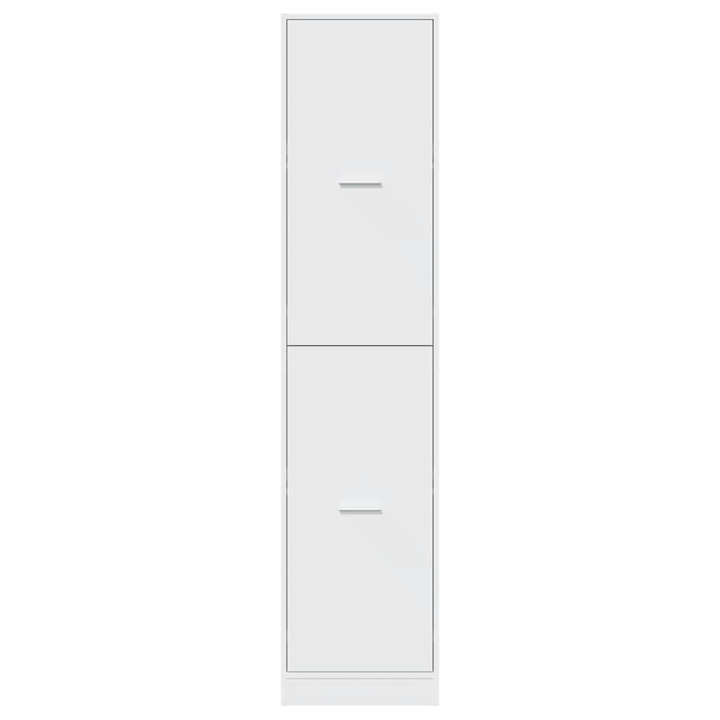 Apothekerschrank Weiß 40x41x174,5 cm Hochschrank aus Holzwerkstoff mit Auszug und 4 Schubladen für Küche Wohnzimmer und Büro Moderner Vorratsschrank Schmal