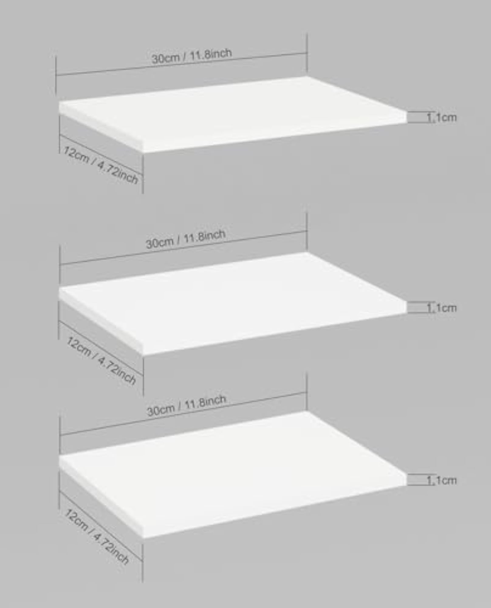 Wooden Wall Mount Display Shelf Rack, 3 Tier Floating Shelf