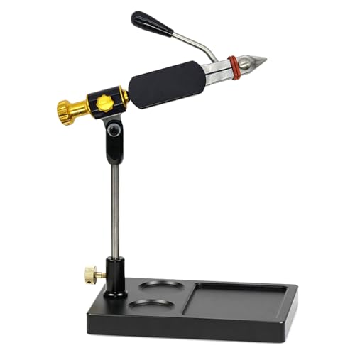 360°回転式フライタイイングバイス、ジョーと収納トレイベースを備えたフィッシングフックタイイングツール、調整ナットとベース溝を備えたフライタイイングデバイス、28-4/0サイズの幅広いフックに対応