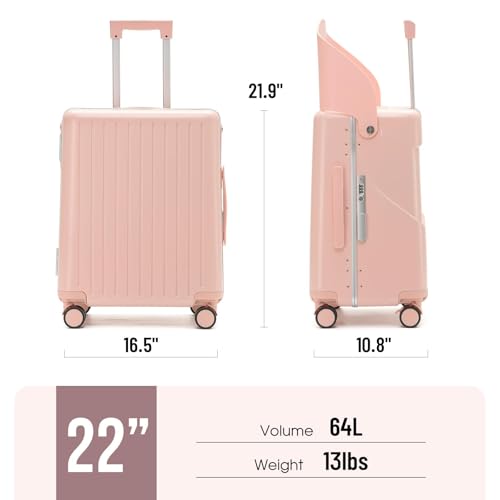22'' Hardside Ride-On Suitcase with Seat for Kids & Adults – Travel Luggage with 360° Spinner Wheels, Lockable TSA Lock & Seat Belts, Foldable Stool for Airport Waiting